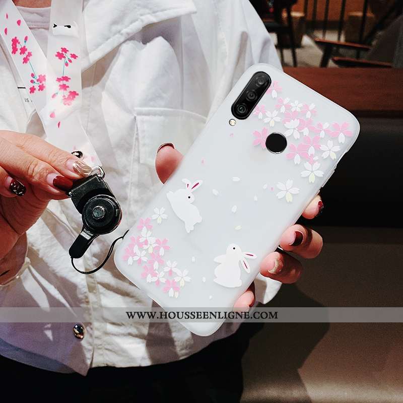 Housse Huawei P30 Lite Xl Tendance Fluide Doux Sakura Étui Incassable Coque Ornements Suspendus Blan