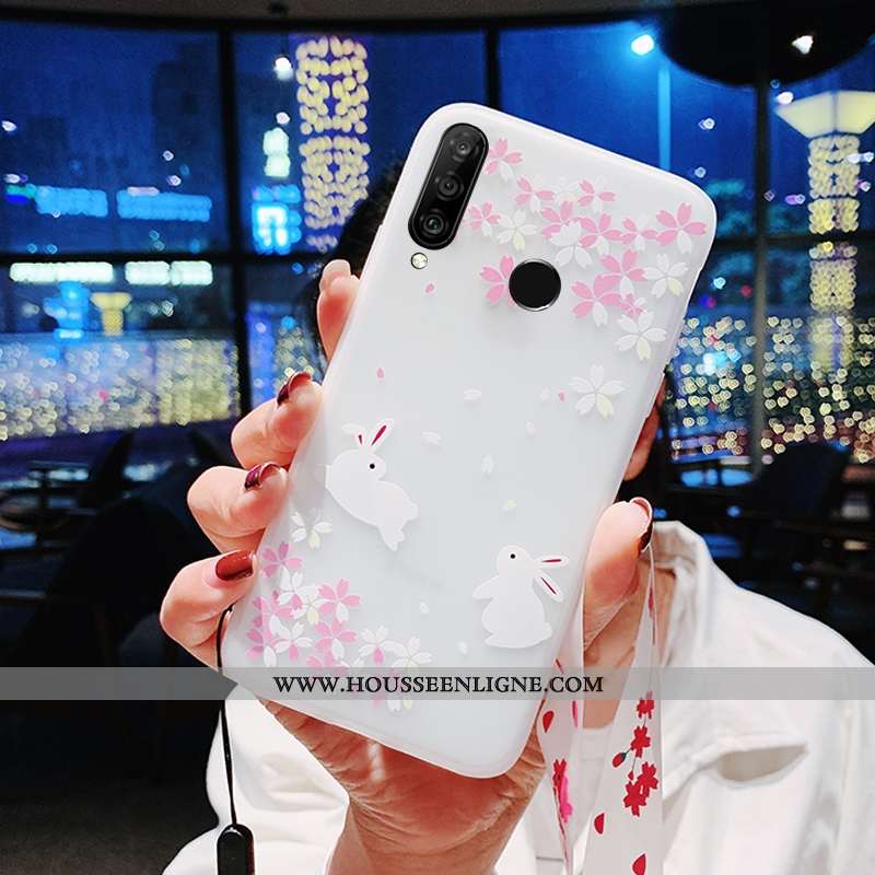 Housse Huawei P30 Lite Xl Tendance Fluide Doux Sakura Étui Incassable Coque Ornements Suspendus Blan