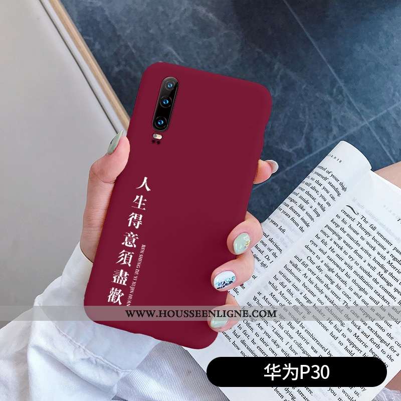 Housse Huawei P30 Légère Fluide Doux Délavé En Daim Net Rouge Créatif Rouge Frais