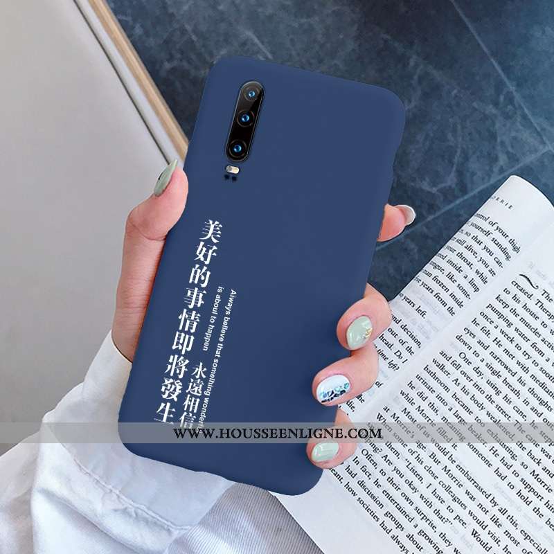 Housse Huawei P30 Légère Fluide Doux Délavé En Daim Net Rouge Créatif Rouge Frais