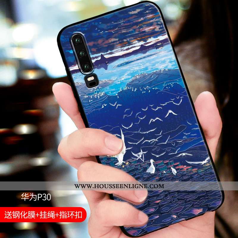 Housse Huawei P30 Légère Fluide Doux Téléphone Portable Protection Nouveau Étui Élégant Noir