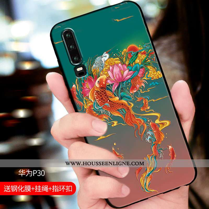 Housse Huawei P30 Légère Fluide Doux Téléphone Portable Protection Nouveau Étui Élégant Noir