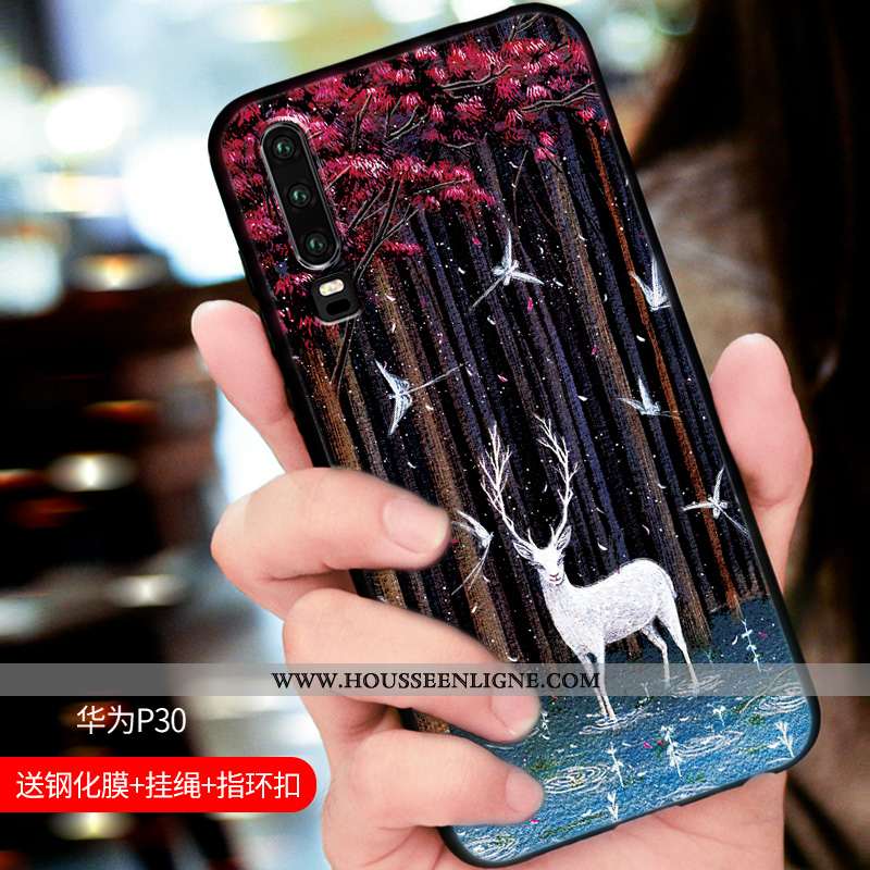 Housse Huawei P30 Légère Fluide Doux Téléphone Portable Protection Nouveau Étui Élégant Noir