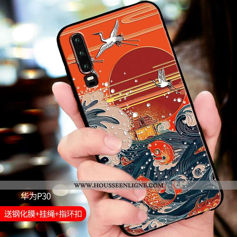 Housse Huawei P30 Légère Fluide Doux Téléphone Portable Protection Nouveau Étui Élégant Noir