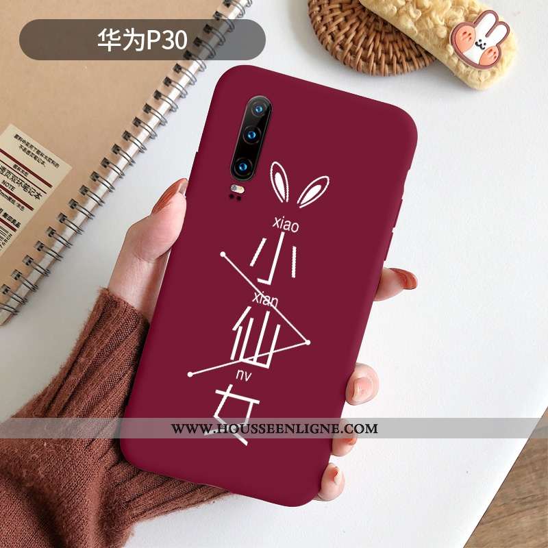 Housse Huawei P30 Mode Protection Amoureux Délavé En Daim Vent Clair Ultra Rouge