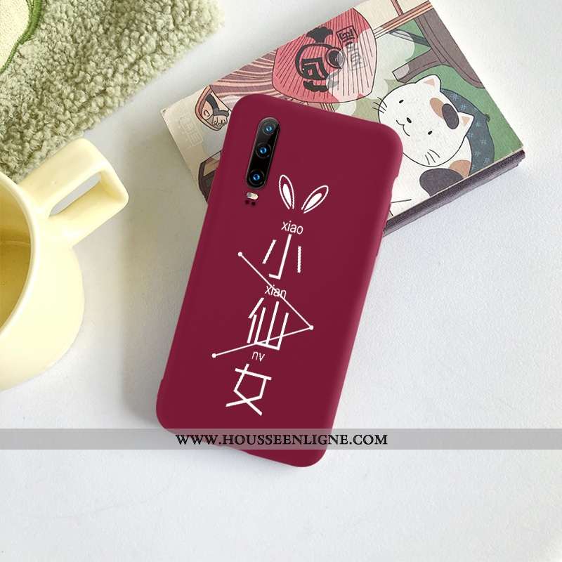 Housse Huawei P30 Mode Protection Amoureux Délavé En Daim Vent Clair Ultra Rouge