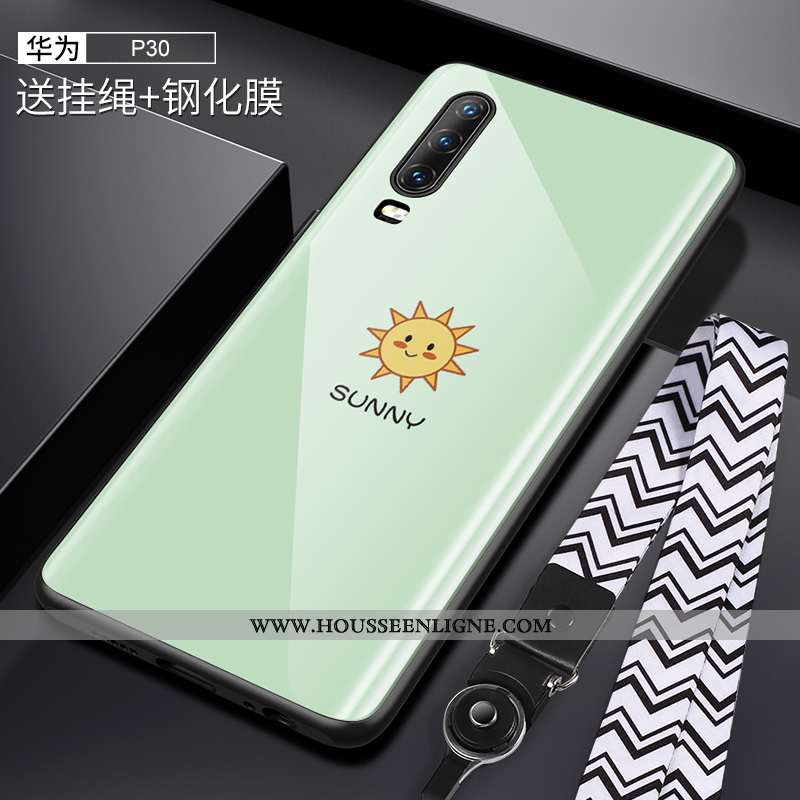 Housse Huawei P30 Ornements Suspendus Tendance Verre Soleil Luxe Vert Net Rouge Blanche