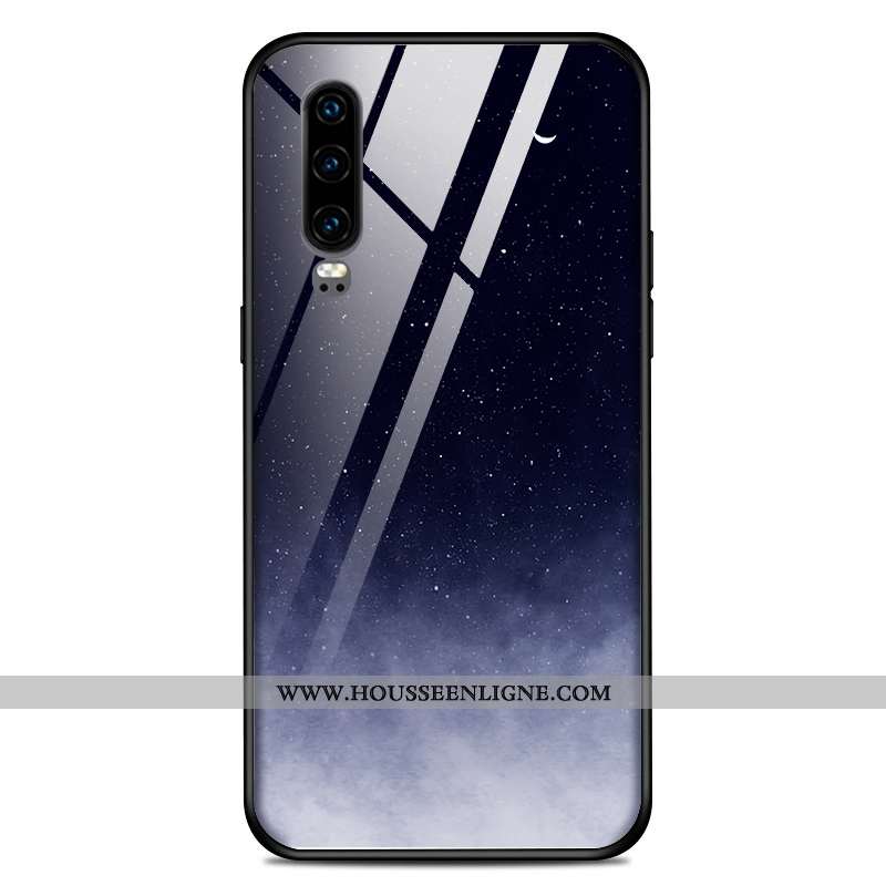 Housse Huawei P30 Personnalité Créatif Net Rouge Couleur Unie Tendance Étui Dégradé Bleu