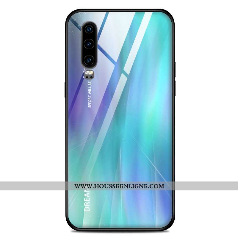 Housse Huawei P30 Personnalité Créatif Net Rouge Couleur Unie Tendance Étui Dégradé Bleu