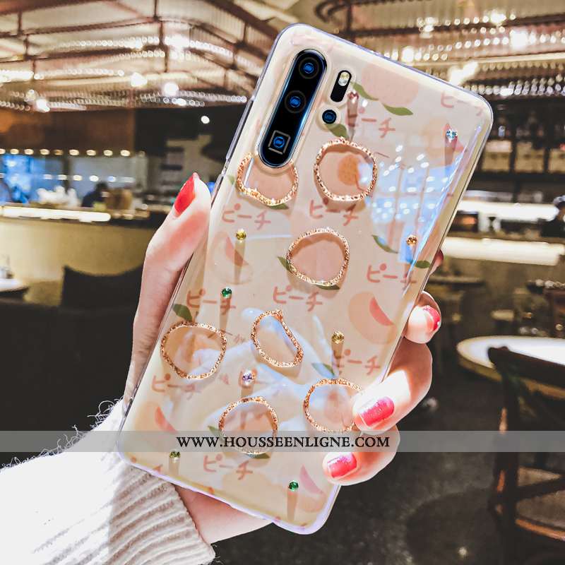 Housse Huawei P30 Pro Charmant Fluide Doux Étui Strass Nouveau Téléphone Portable Coque Beige