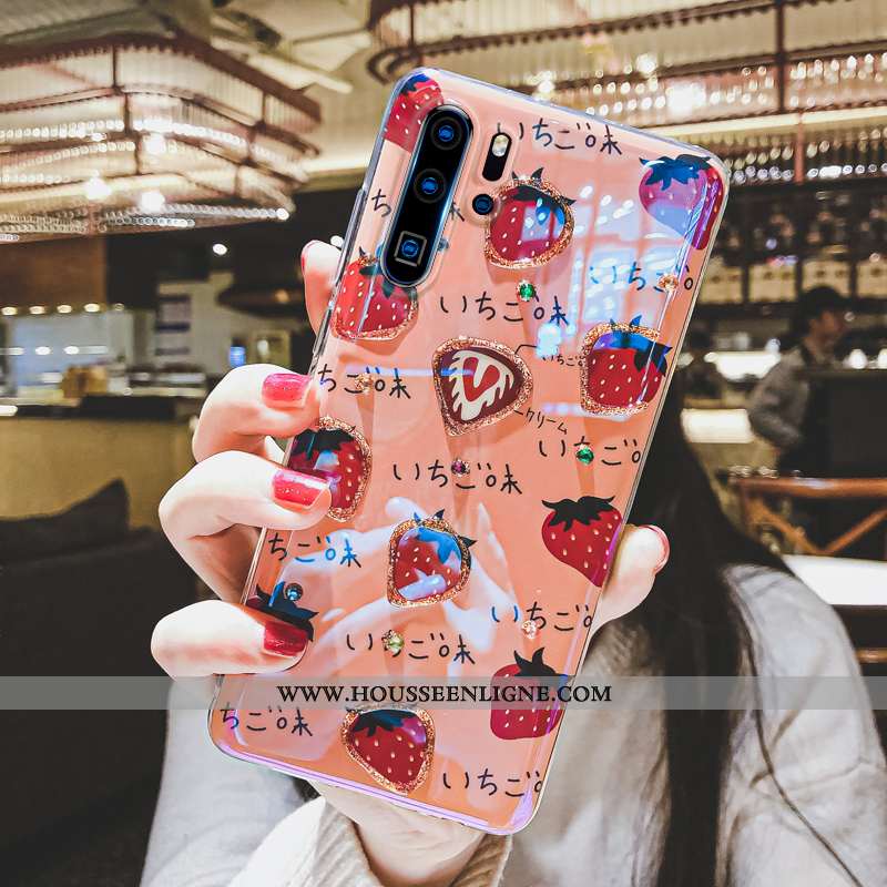 Housse Huawei P30 Pro Charmant Fluide Doux Étui Strass Nouveau Téléphone Portable Coque Beige