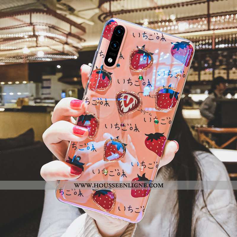 Housse Huawei P30 Pro Charmant Fluide Doux Étui Strass Nouveau Téléphone Portable Coque Beige