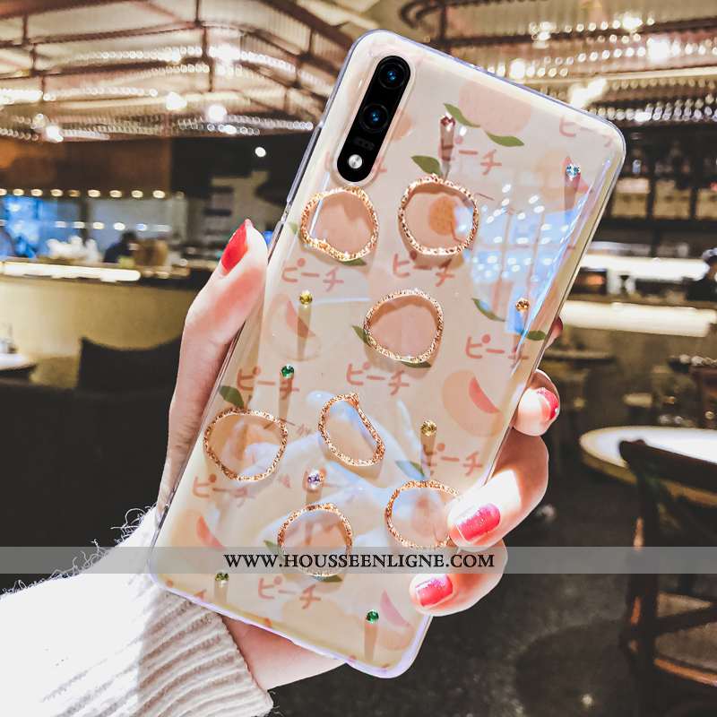 Housse Huawei P30 Pro Charmant Fluide Doux Étui Strass Nouveau Téléphone Portable Coque Beige
