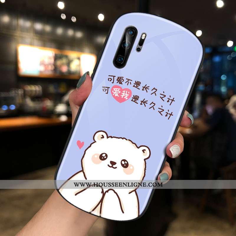 Housse Huawei P30 Pro Créatif Charmant Rond Verre Net Rouge Coque Bleu
