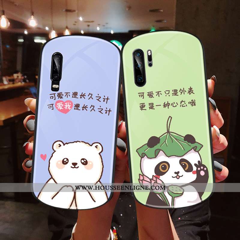 Housse Huawei P30 Pro Créatif Charmant Rond Verre Net Rouge Coque Bleu