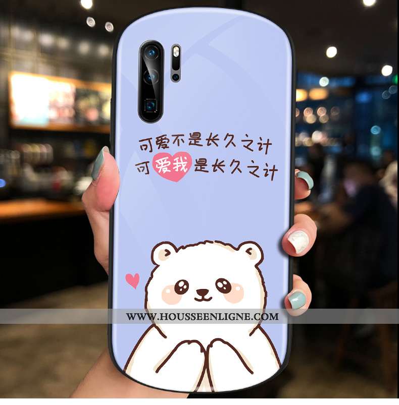 Housse Huawei P30 Pro Créatif Charmant Rond Verre Net Rouge Coque Bleu