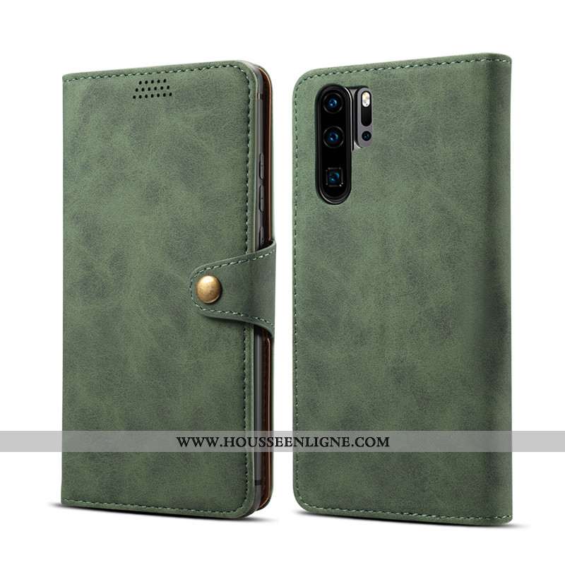 Housse Huawei P30 Pro Cuir Portefeuille Carte Coque Étui Vert Verte