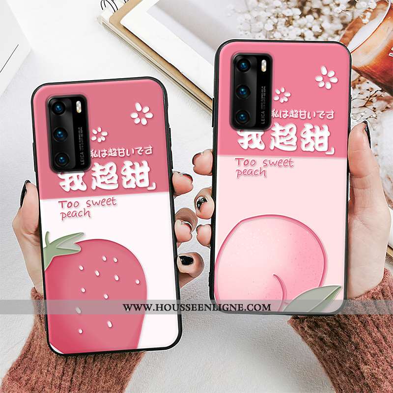 Housse Huawei P30 Pro Fluide Doux Silicone Fruit Net Rouge Charmant Étui Protection