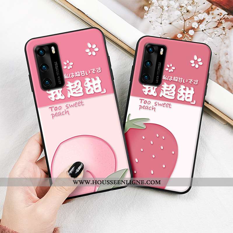 Housse Huawei P30 Pro Fluide Doux Silicone Fruit Net Rouge Charmant Étui Protection