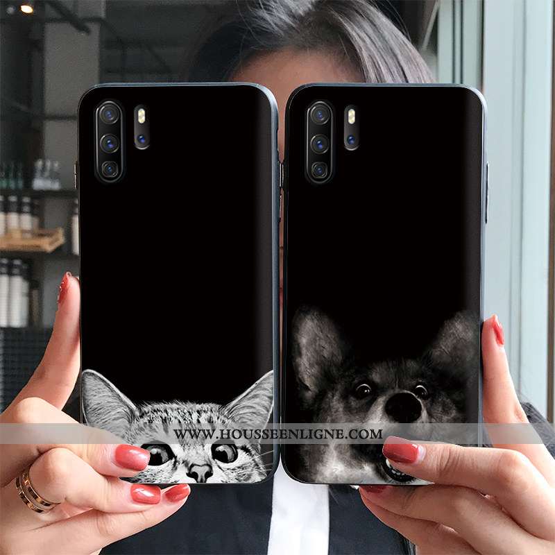 Housse Huawei P30 Pro Gaufrage Charmant Courte Simple Étui Amoureux Protection Noir
