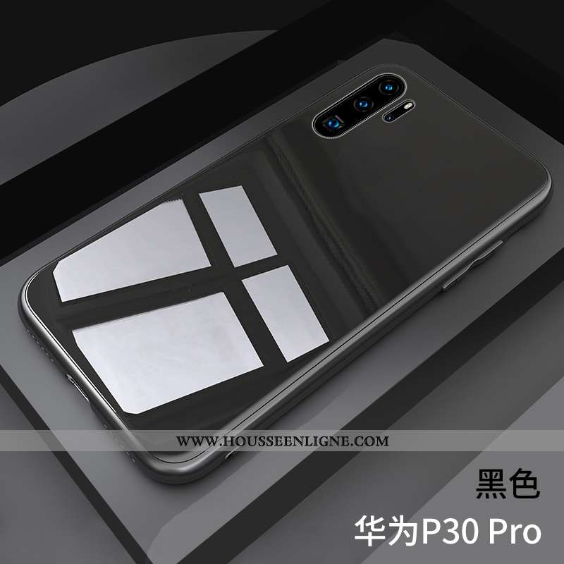 Housse Huawei P30 Pro Légère Verre Miroir Vent Coque Net Rouge Rose