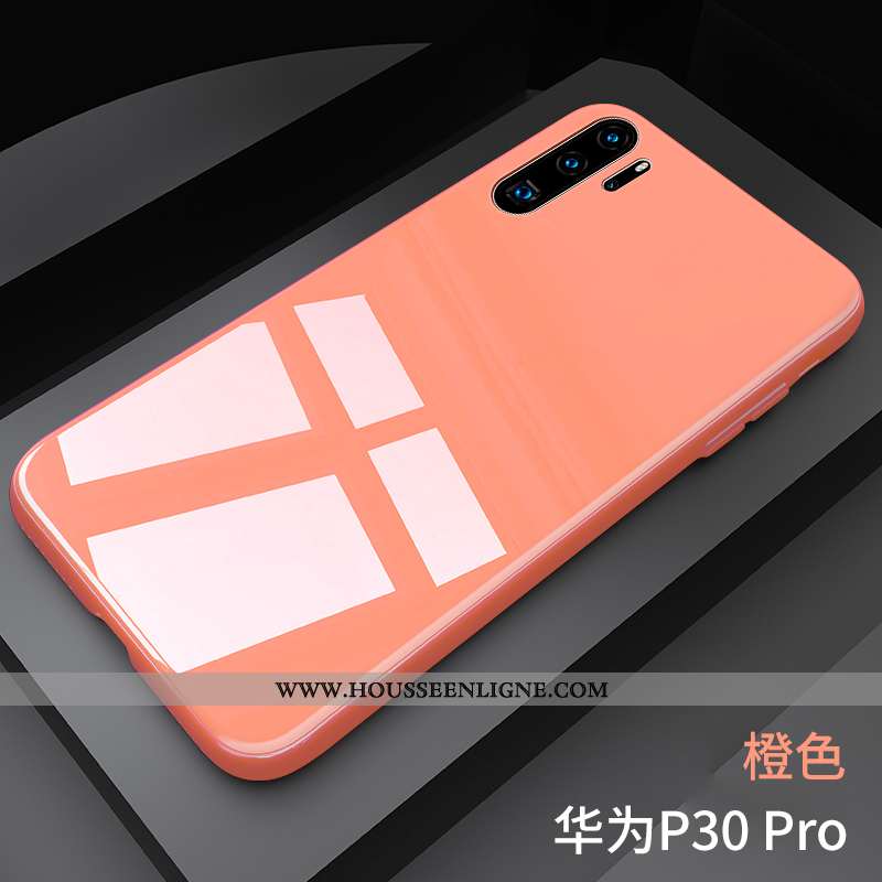 Housse Huawei P30 Pro Légère Verre Miroir Vent Coque Net Rouge Rose