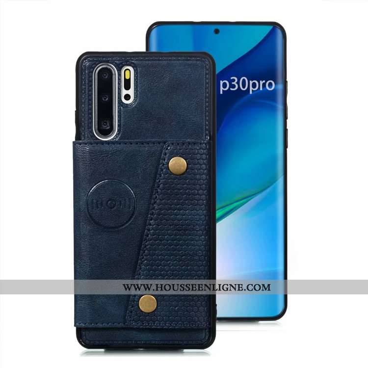 Housse Huawei P30 Pro Protection Cuir Incassable Téléphone Portable Coque Sac Carte Étui Gris