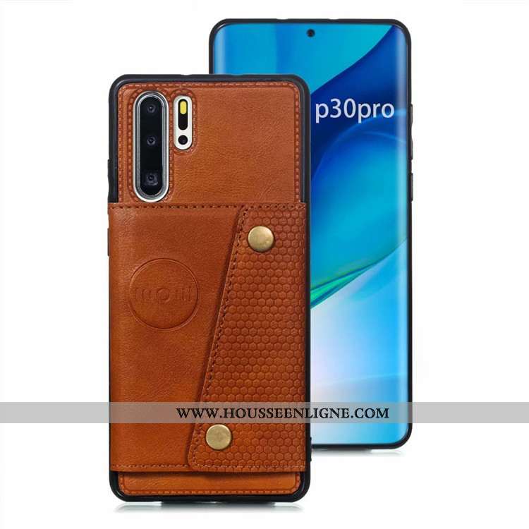 Housse Huawei P30 Pro Protection Cuir Incassable Téléphone Portable Coque Sac Carte Étui Gris
