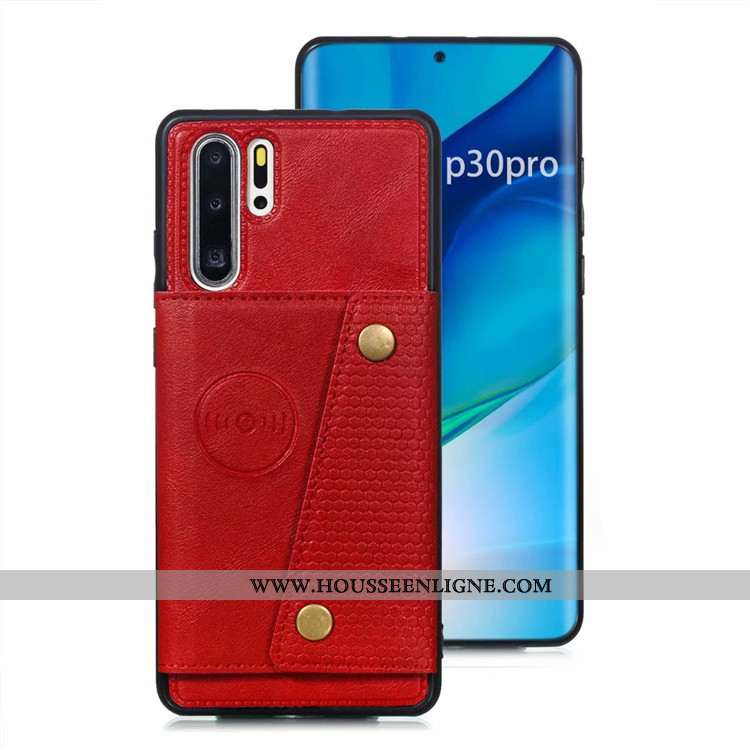 Housse Huawei P30 Pro Protection Cuir Incassable Téléphone Portable Coque Sac Carte Étui Gris