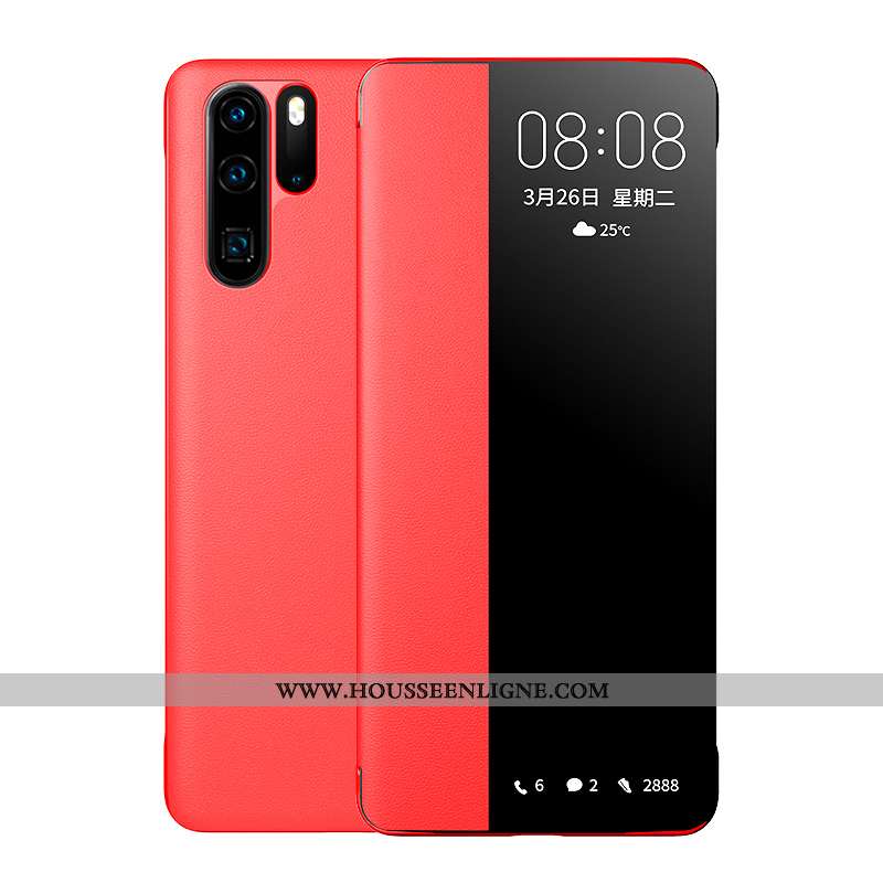 Housse Huawei P30 Pro Protection Cuir Véritable Business Bleu Marin Luxe Téléphone Portable Incassab