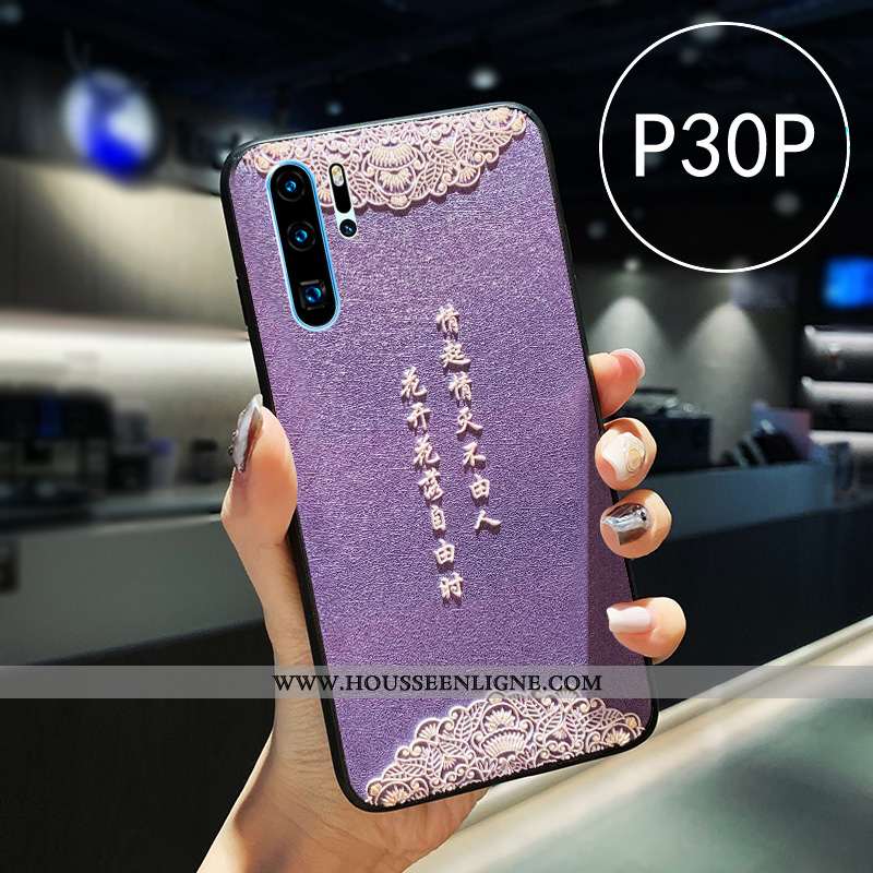 Housse Huawei P30 Pro Silicone Gaufrage Net Rouge Téléphone Portable Étui Cuir Blanc Blanche