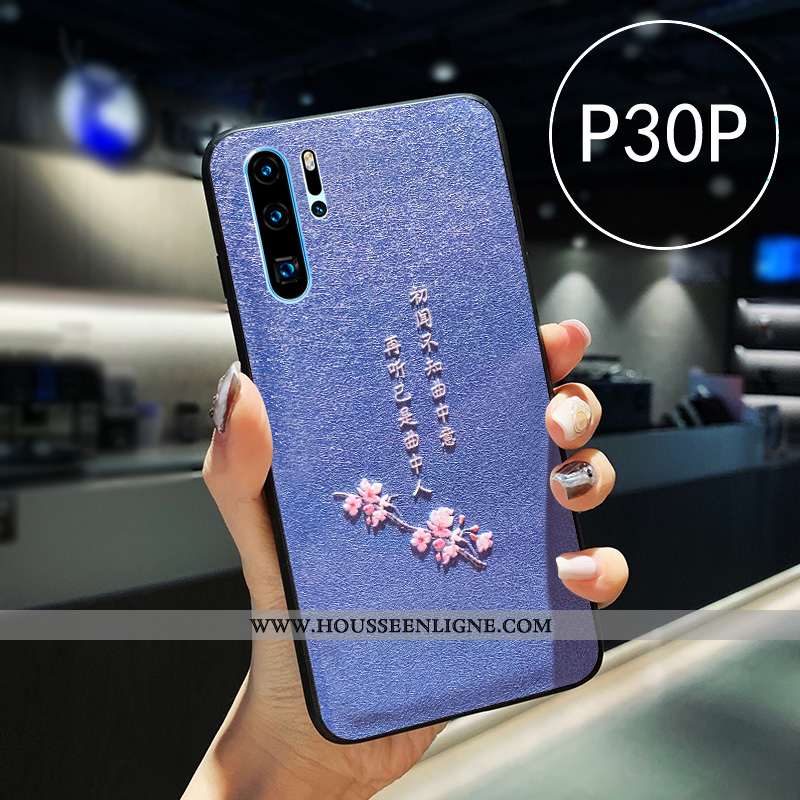 Housse Huawei P30 Pro Silicone Gaufrage Net Rouge Téléphone Portable Étui Cuir Blanc Blanche