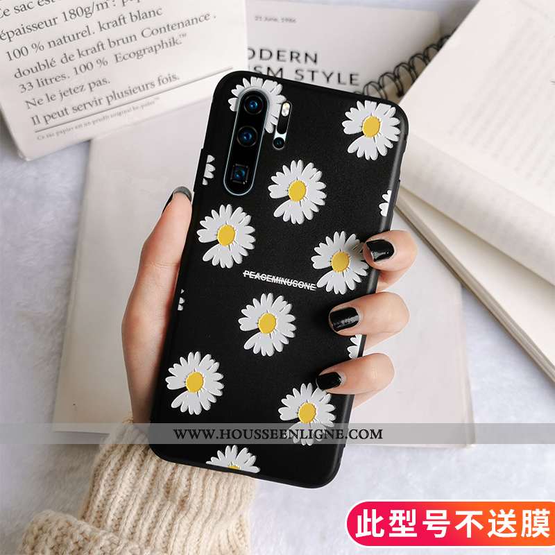 Housse Huawei P30 Pro Silicone Protection Téléphone Portable Gaufrage Vent Étui Fluide Doux Noir