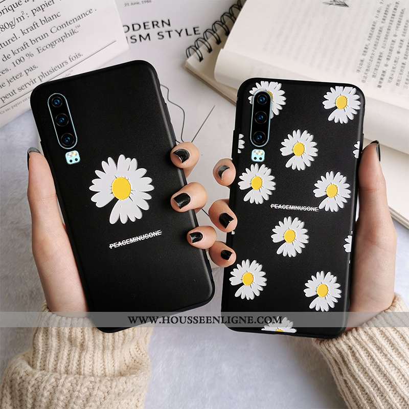 Housse Huawei P30 Pro Silicone Protection Téléphone Portable Gaufrage Vent Étui Fluide Doux Noir
