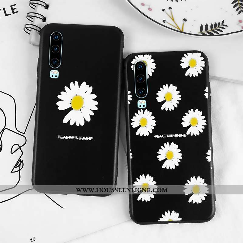 Housse Huawei P30 Pro Silicone Protection Téléphone Portable Gaufrage Vent Étui Fluide Doux Noir