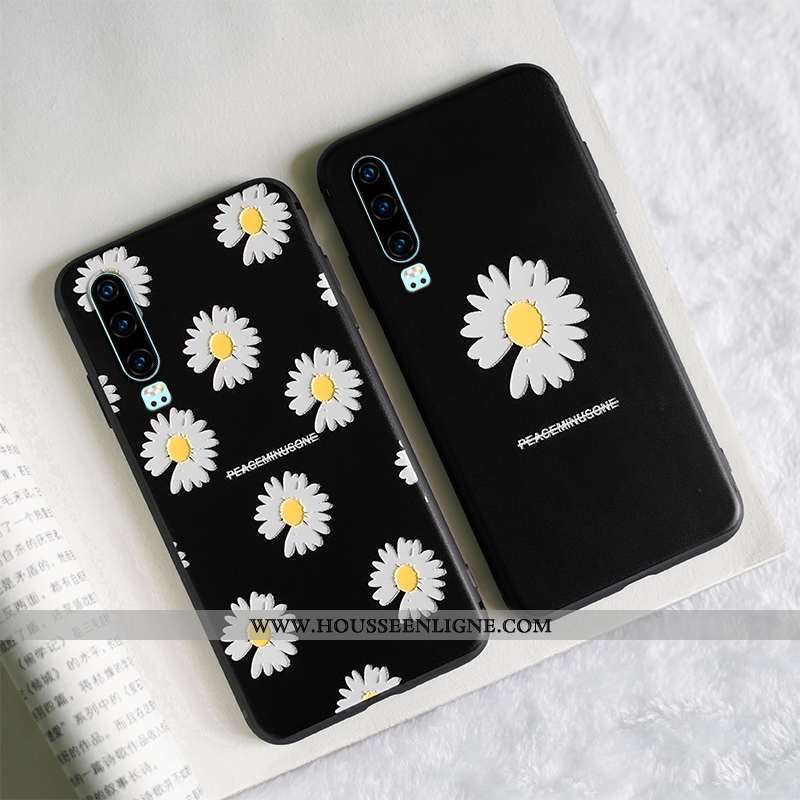 Housse Huawei P30 Pro Silicone Protection Téléphone Portable Gaufrage Vent Étui Fluide Doux Noir