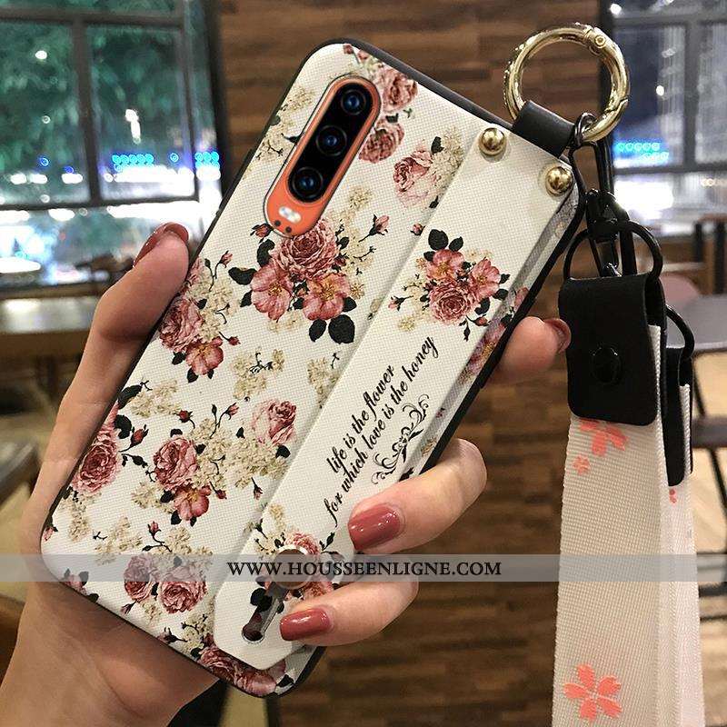 Housse Huawei P30 Protection Ornements Suspendus Support Blanc Créatif Étui Fluide Doux Blanche