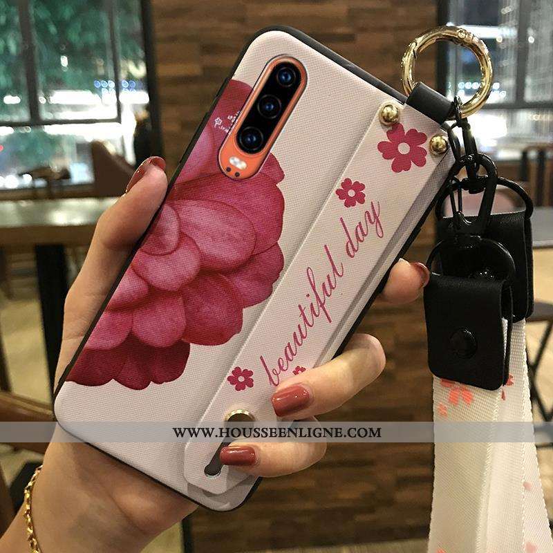 Housse Huawei P30 Protection Ornements Suspendus Support Blanc Créatif Étui Fluide Doux Blanche