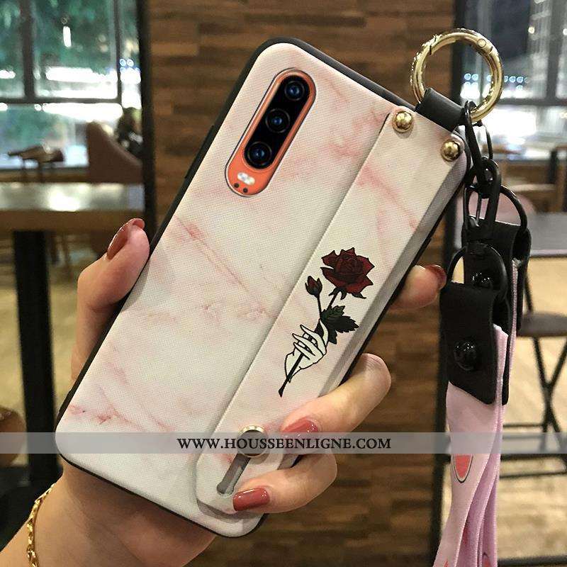 Housse Huawei P30 Protection Ornements Suspendus Support Blanc Créatif Étui Fluide Doux Blanche