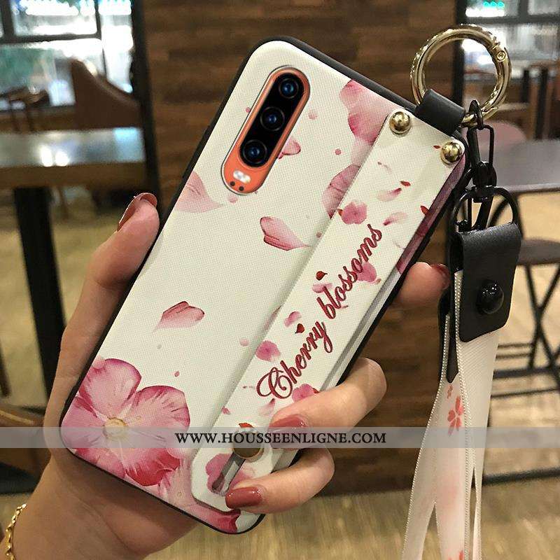 Housse Huawei P30 Protection Ornements Suspendus Support Blanc Créatif Étui Fluide Doux Blanche