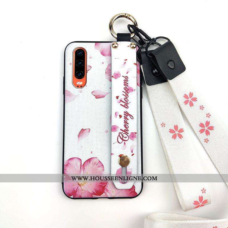 Housse Huawei P30 Protection Ornements Suspendus Support Blanc Créatif Étui Fluide Doux Blanche