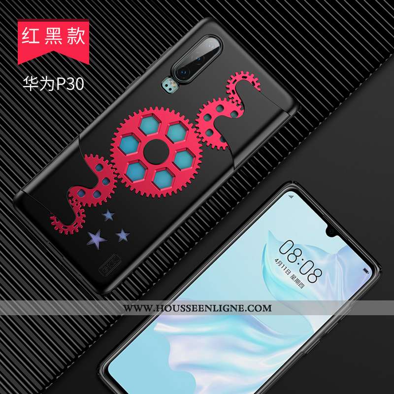 Housse Huawei P30 Ultra Légère Étui Refroidissement Net Rouge Argent Téléphone Portable