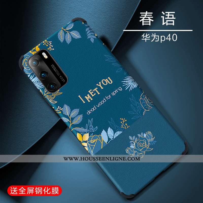 Housse Huawei P40 Fluide Doux Coque En Silicone Créatif Incassable Vert Personnalité Verte