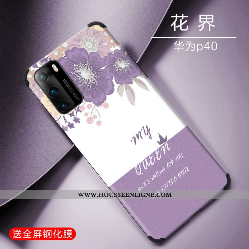 Housse Huawei P40 Fluide Doux Coque En Silicone Créatif Incassable Vert Personnalité Verte