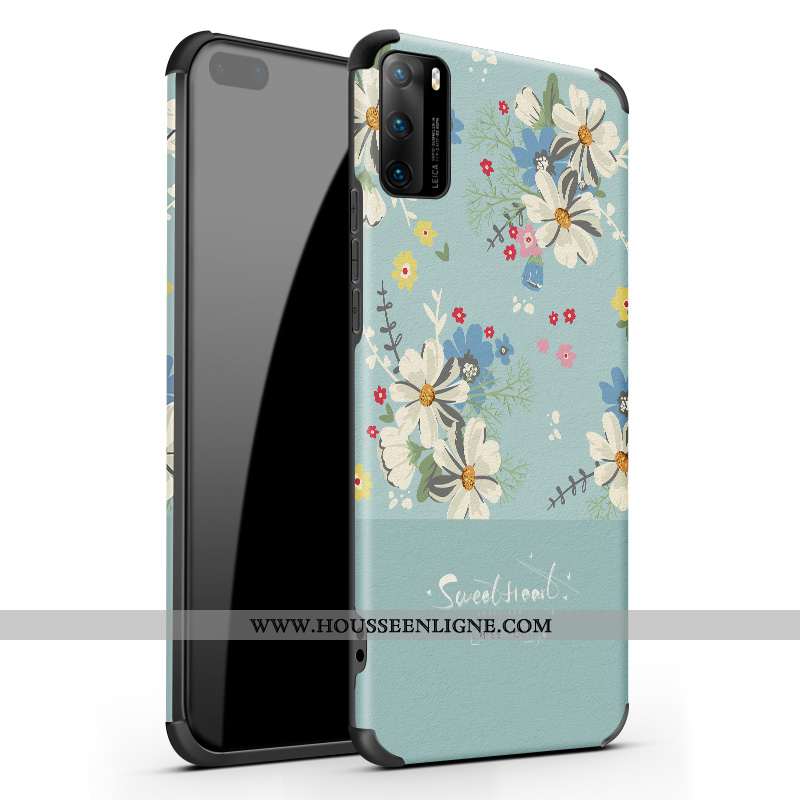 Housse Huawei P40 Fluide Doux Coque En Silicone Créatif Incassable Vert Personnalité Verte