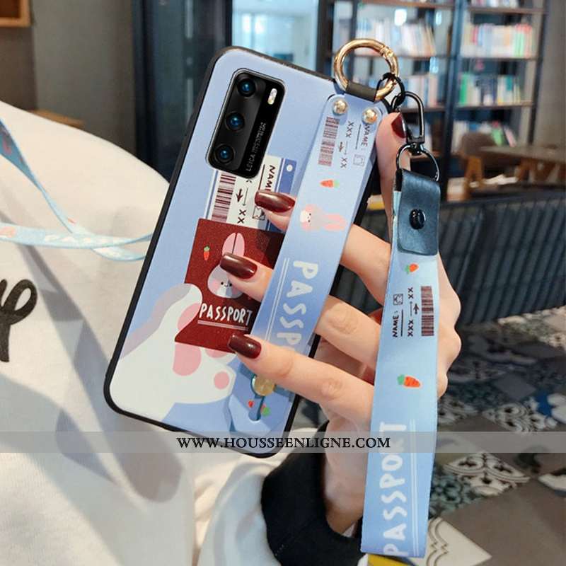 Housse Huawei P40 Fluide Doux Mode Téléphone Portable Bleu Incassable Étui Personnalité
