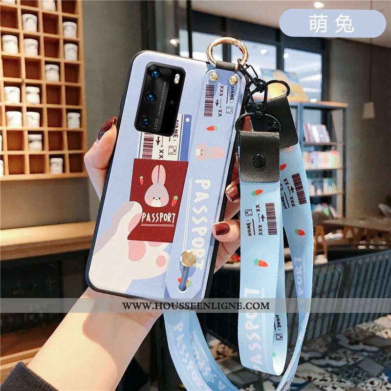 Housse Huawei P40 Fluide Doux Mode Téléphone Portable Bleu Incassable Étui Personnalité