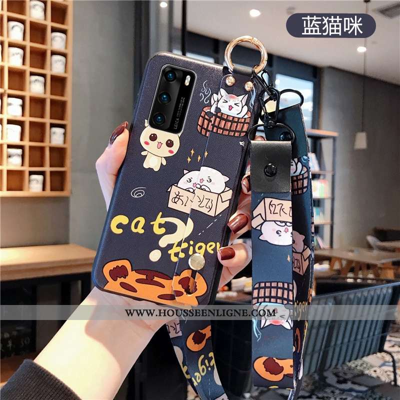 Housse Huawei P40 Fluide Doux Mode Téléphone Portable Bleu Incassable Étui Personnalité