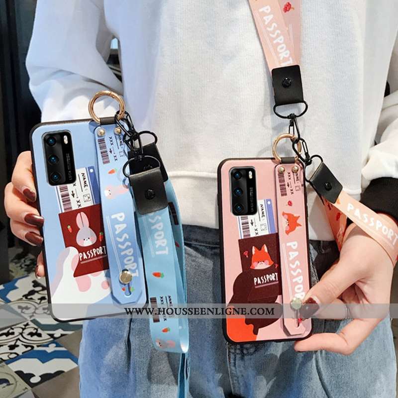 Housse Huawei P40 Fluide Doux Mode Téléphone Portable Bleu Incassable Étui Personnalité