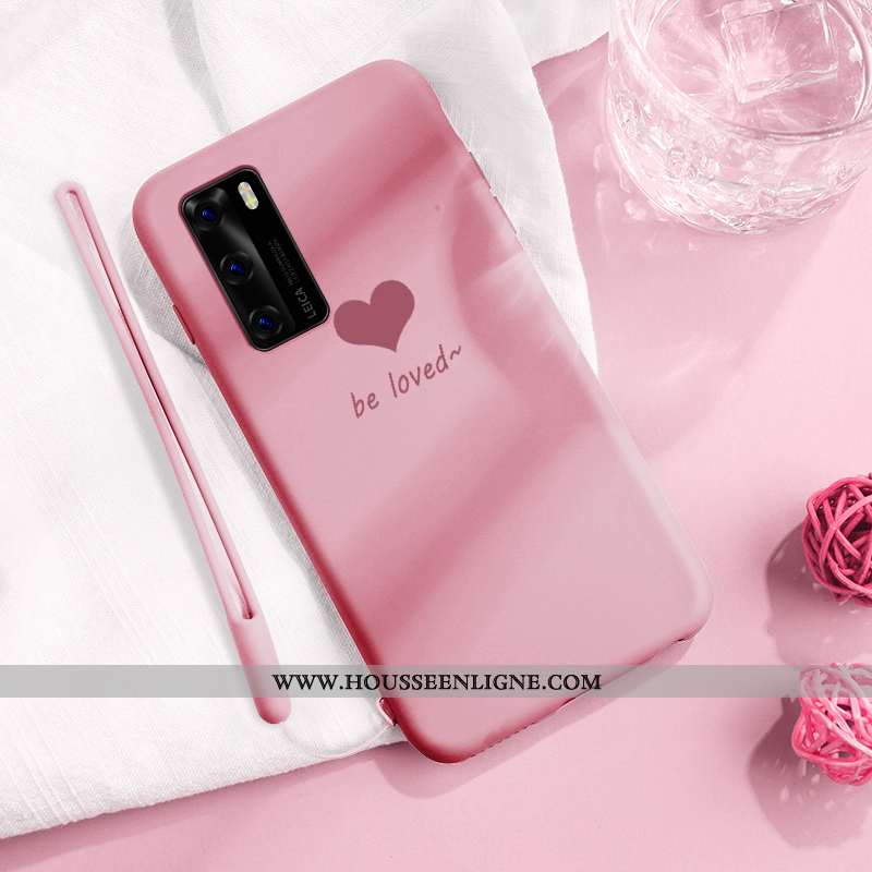 Housse Huawei P40 Fluide Doux Silicone Rose Protection Légère Net Rouge Créatif